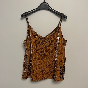 RO&DE (Anthropologie) Sequined Gold Velvet Animal Cami Size M